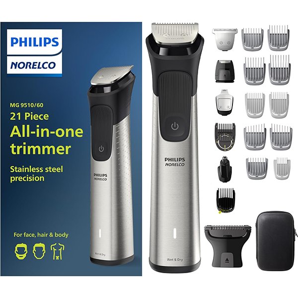 Philips Norelco Multigroom Series 9000 Kit for Beard, Body, Face, Nose, Ear Hair Trimmer   MG9510/60