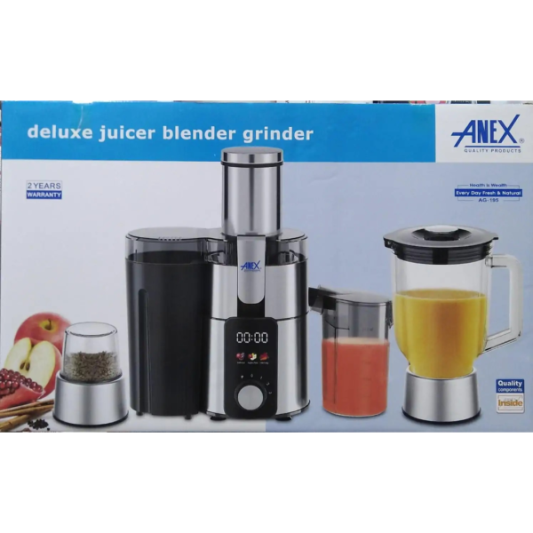 Anex Juicer Blender Grinder 3 IN 1 Digital Panel   600W AG-195